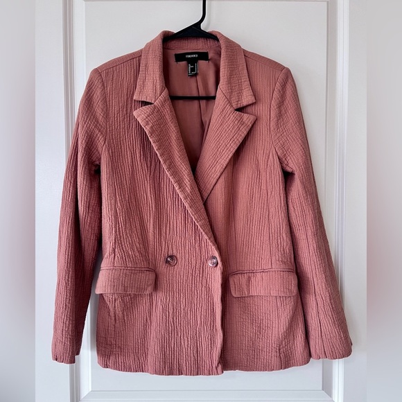Forever 21 Deep Coral/Light Red Brick Double-Breasted Blazer - Picture 1 of 5